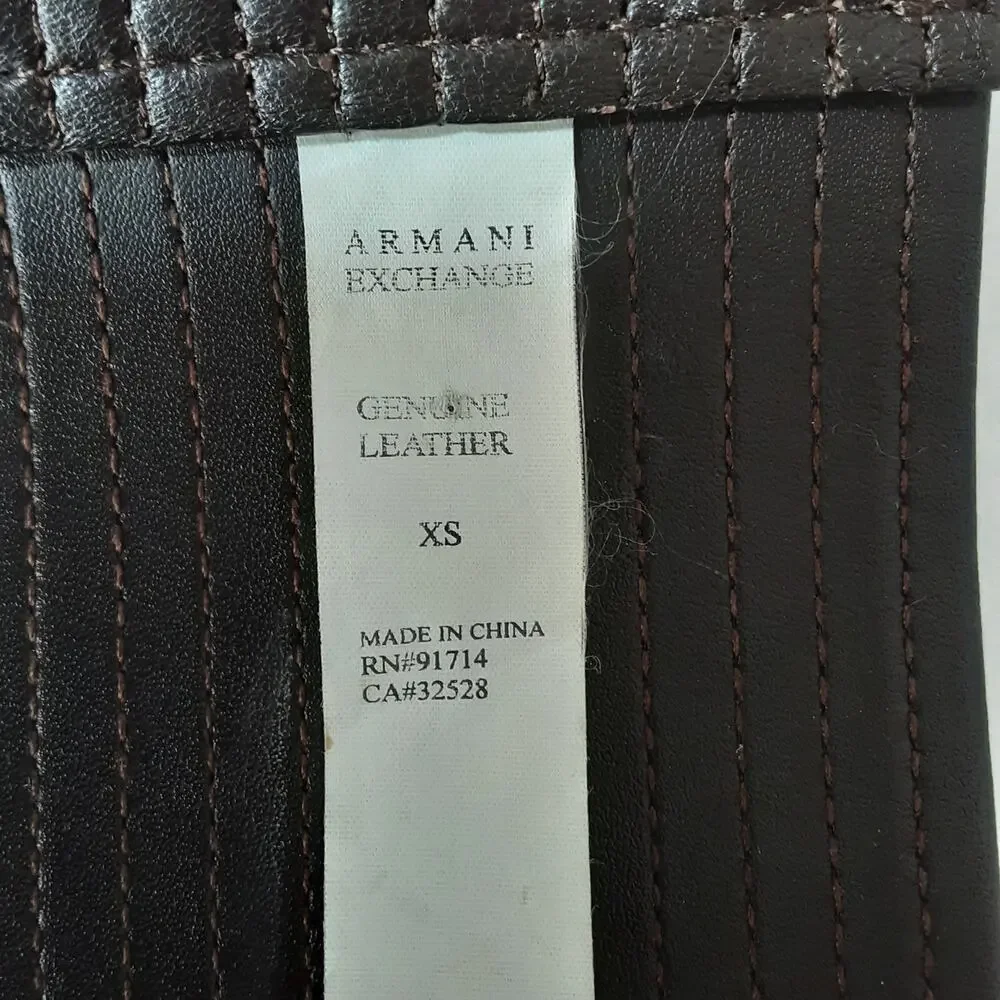 💎Armani Exchange Womens Dark Brown Wide Ribbed Leather Belt Size XS Soft
